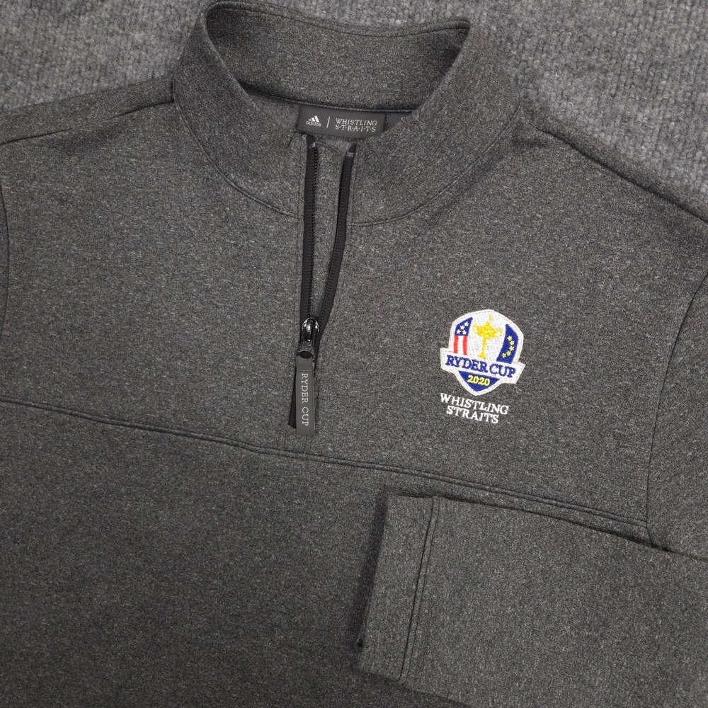 Adidas x Whistling Straits 1/4 Zip Pullover Mens S Dark Gray 2020 Ryder Cup Golf